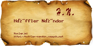 Höffler Nándor névjegykártya